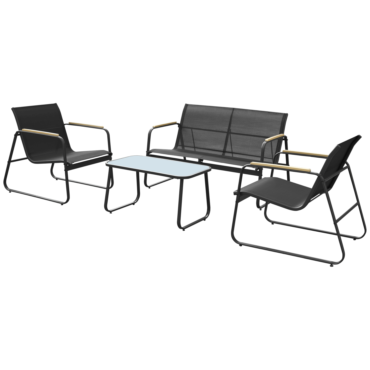 Conjunto de muebles de jardín de aluminio 4 plazas antracita TENERIFE