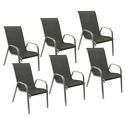 Lote de 6 sillas MARBELLA en textileno gris - aluminio gris