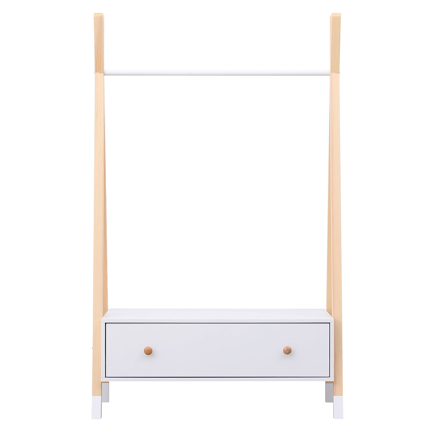 Penderie Enfant Happy Garden Lou - Style Scandinave En Bois De Pin, Blanc Et Naturel