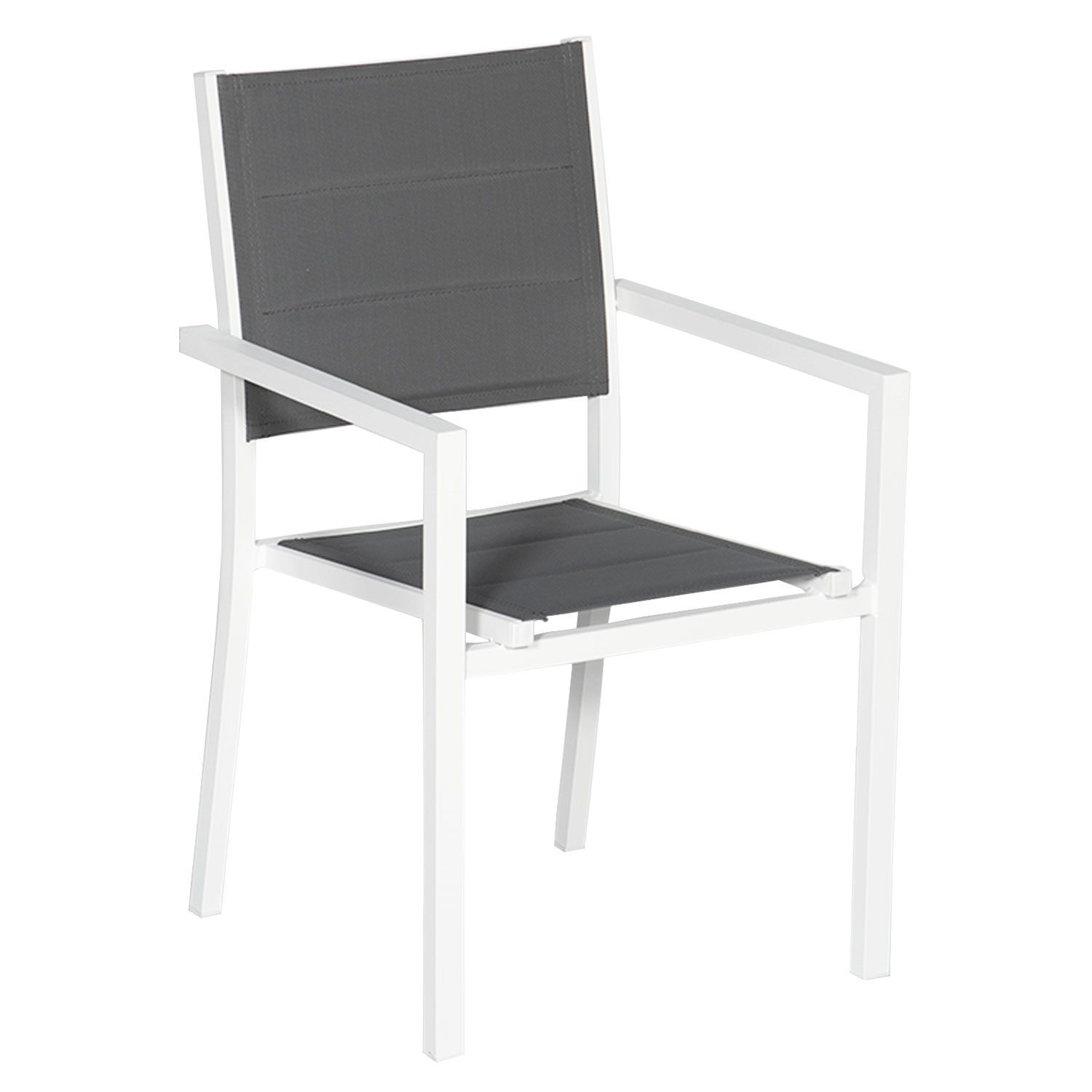 Juego de 6 sillas tapizadas de aluminio blanco - textileno gris
