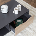 FREJA mesa baja gris de estilo escandinavo con cajón
