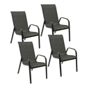 Lote de 4 sillas MARBELLA en textileno gris - aluminio gris antracita