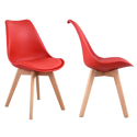 Lot de 2 chaises scandinaves NORA rouge avec coussin