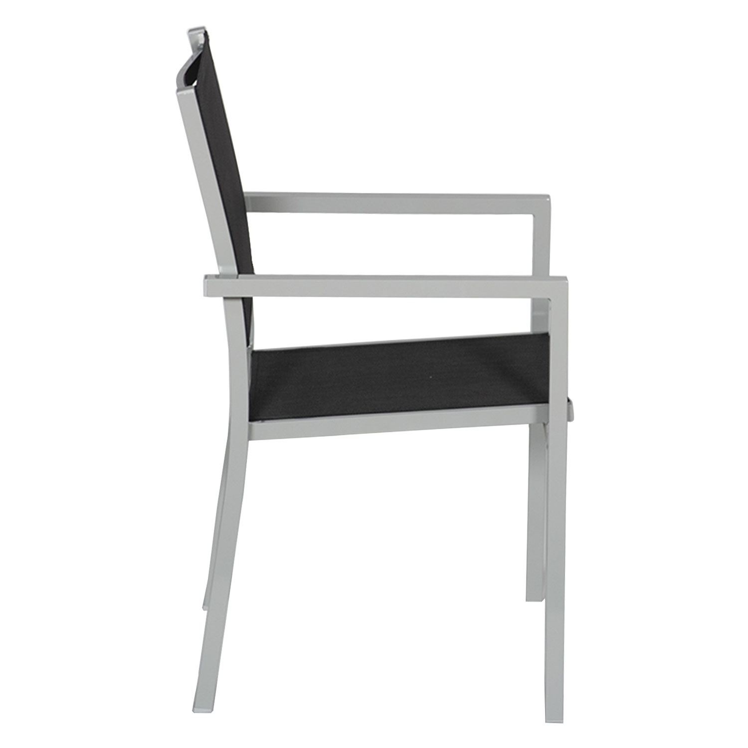 Juego de 8 sillas de aluminio gris - textileno negro