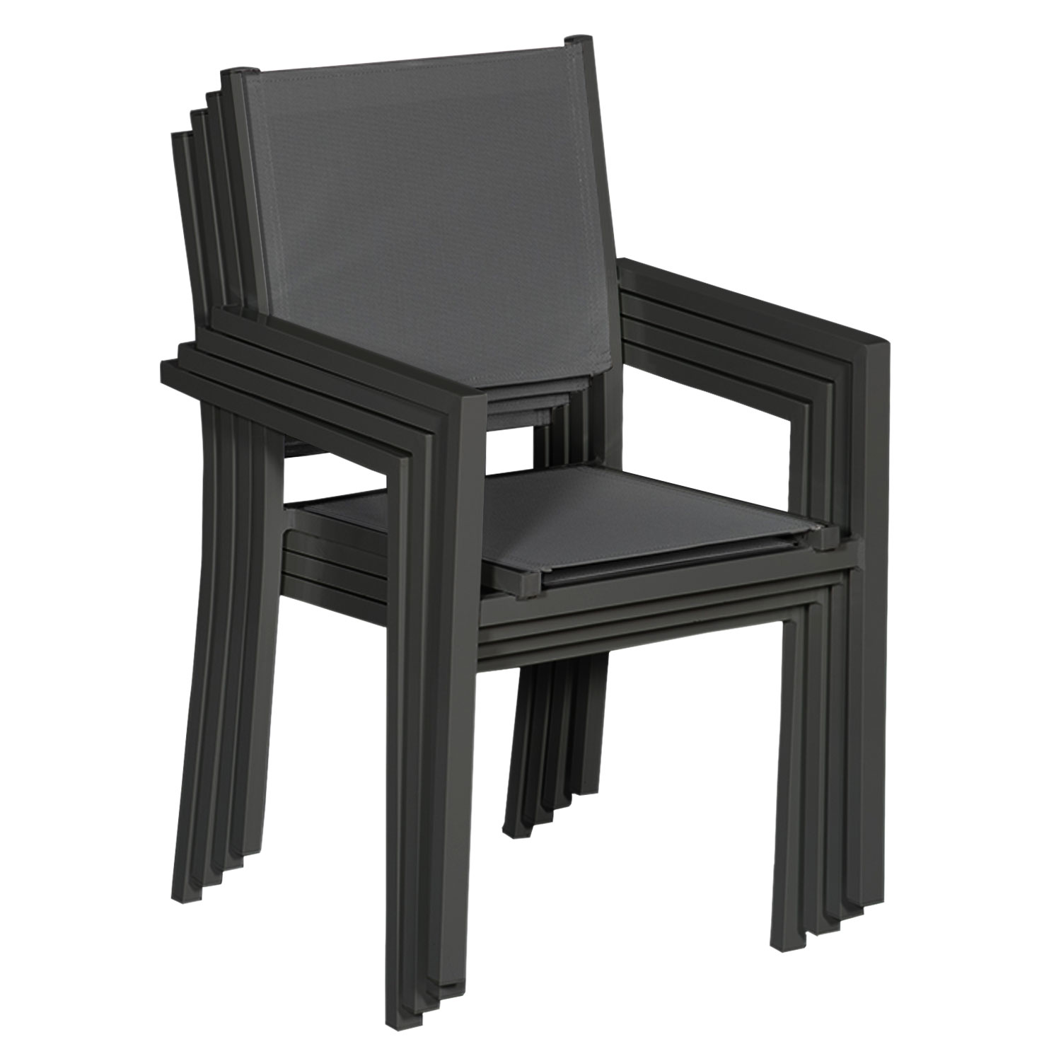 Juego de 6 sillas de aluminio antracita - textileno gris