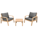 Conjunto de muebles de jardín TIGA de 2 plazas de Acacia - cojines grises