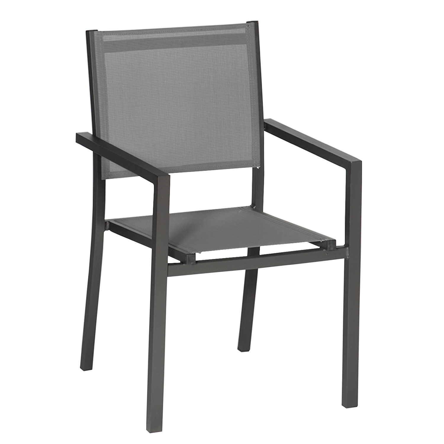 Lot de 6 chaises en aluminium anthracite - textilène gris