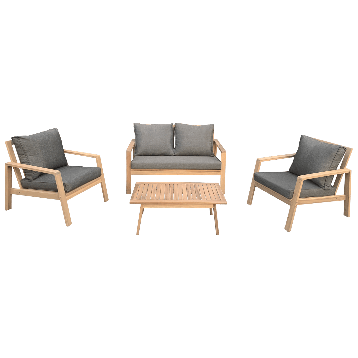 Conjunto de muebles de jardín de acacia TIGA - cojines grises