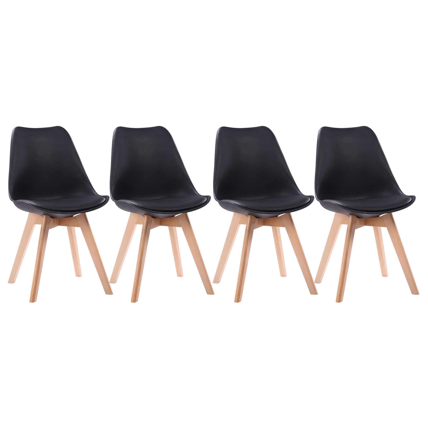 Chaises style scandinave noires Nora coussins lot de 4