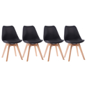 Lote de 4 sillas escandinavas NORA color negro con cojín