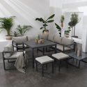 Salon de jardin modulable IBIZA en tissu gris 7 places - aluminium anthracite