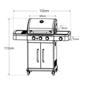 Cook'in Garden - Barbecue au gaz FIDGI 3 avec thermomètre - 3 brûleurs + réchaud 11,5kW