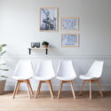 Lote de 4 sillas escandinavas NORA color blanco con cojín