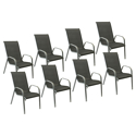 Lote de 8 sillas MARBELLA en textileno gris - aluminio gris