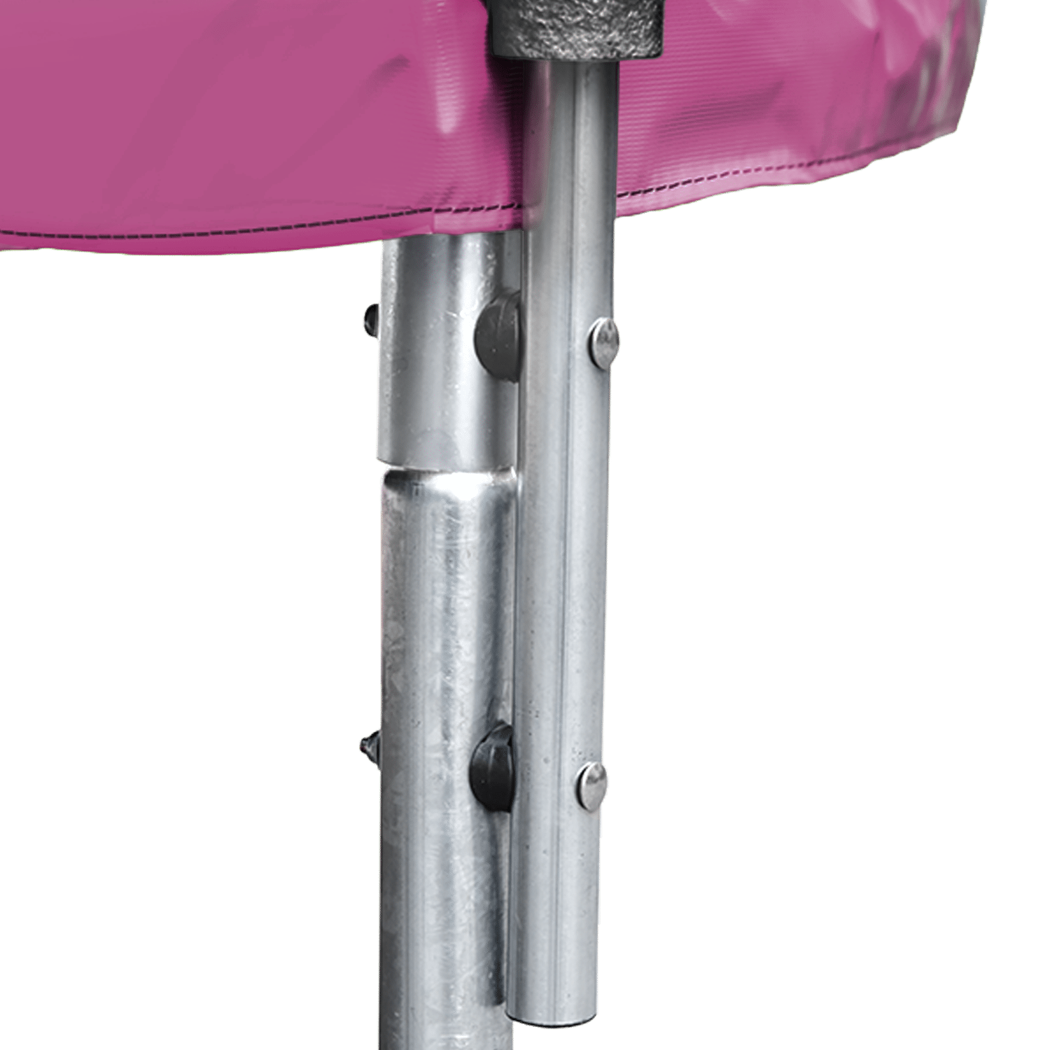 Cama elástica Pack Premium 305cm reversible rosa / gris ADELAÏDE + red, escalera, funda y kit de anclaje