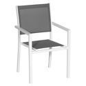 Lot de 8 chaises en aluminium blanc - textilène gris