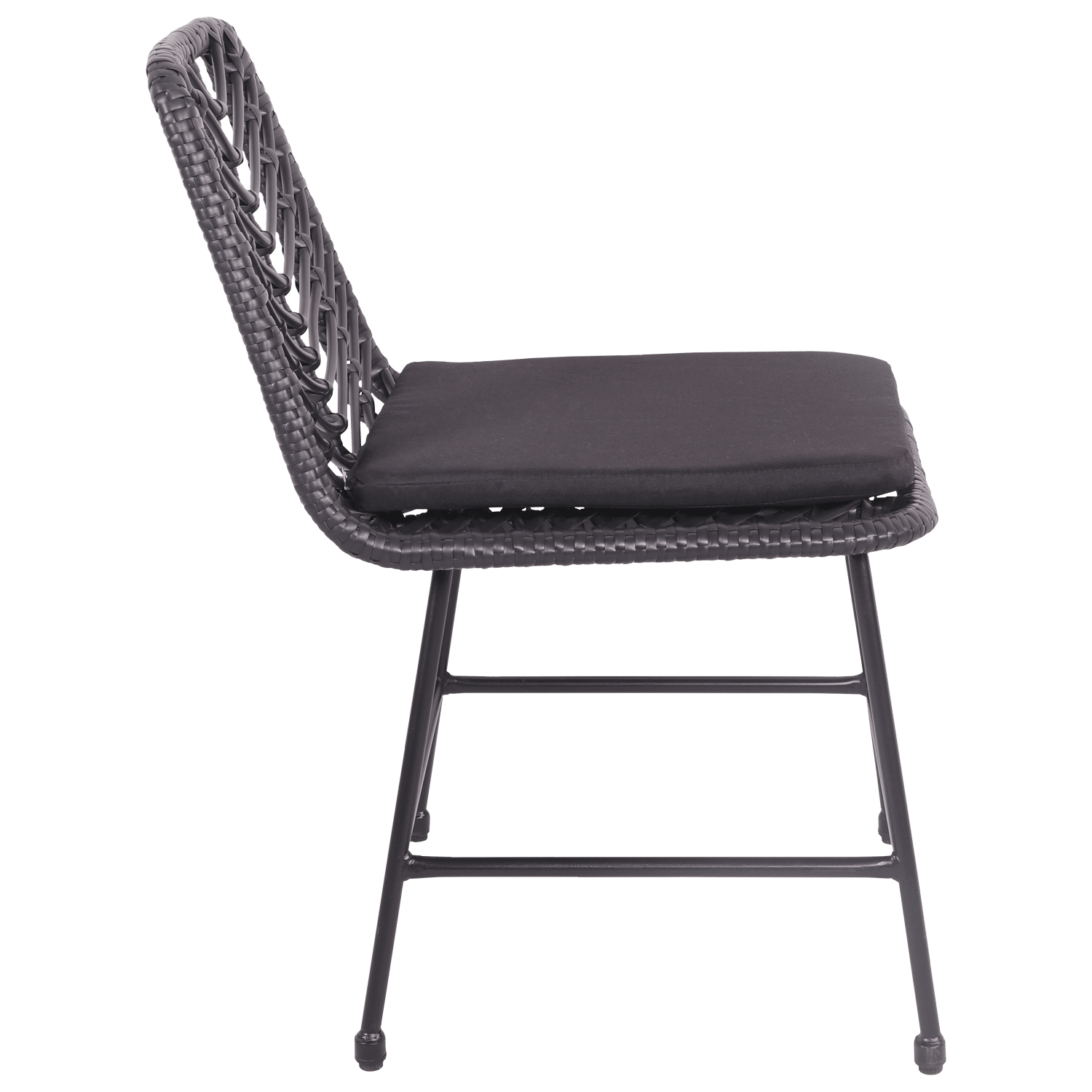 Lote de 2 sillas de ratán sintético negro con cojines OKA