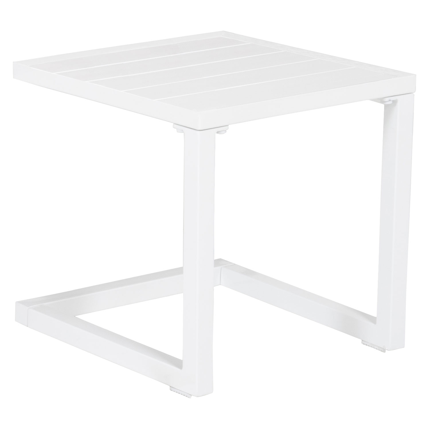 Conjunto de tumbona y mesa auxiliar BARBADOS en textileno color topo - aluminio blanco