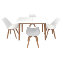 Ensemble table extensible 120/160cm HELGA et 4 chaises NORA blanc