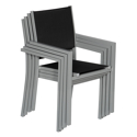 Lot de 8 chaises en aluminium gris - textilène noir