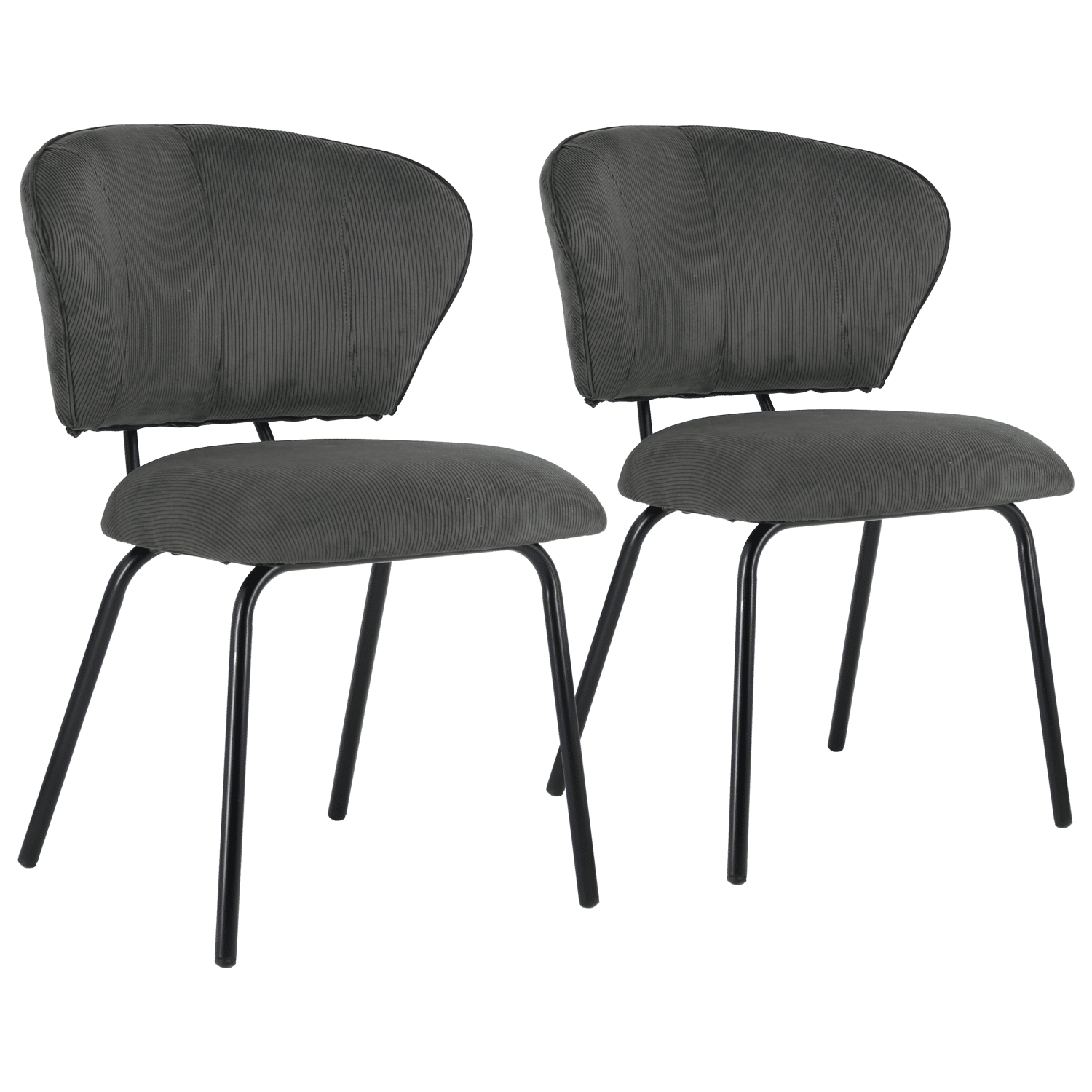 Lot de 2 chaises en velours côtelé gris foncé NILSA