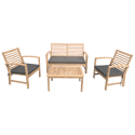 Conjunto de muebles de jardín Acacia Goa de 4 plazas - cojines grises
