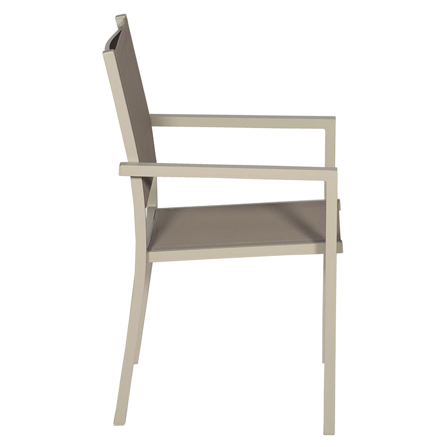 Lot de 4 chaises en aluminium taupe - textilène taupe