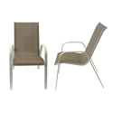 Lote  de 6 sillas MARBELLA en textileno topo - aluminio blanco