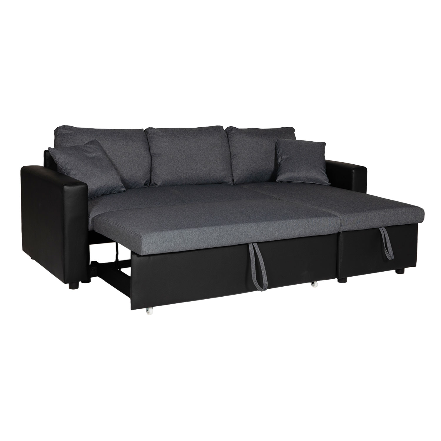 Sofá cama CLARK 3 plazas color gris chiné y color negro